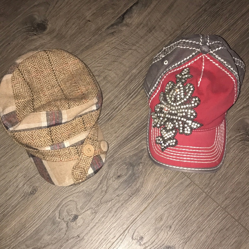 Two Women’s hats.  Wool newsboy and Bling hat